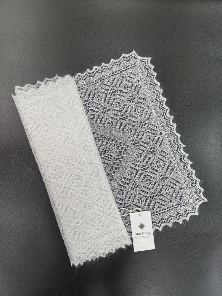 Authentic Orenburg Lace Down Stole, color Natural Ecru