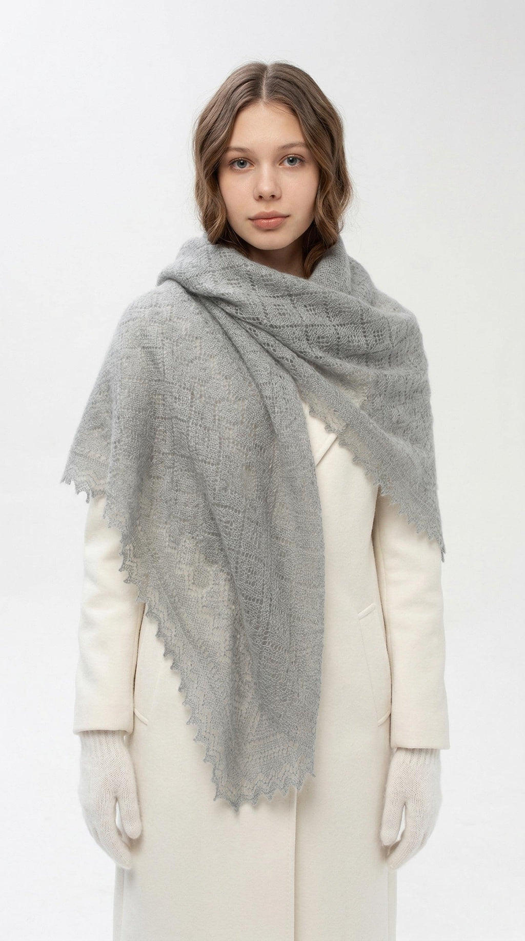 Orenburg goat down shawl (Original), color grey
