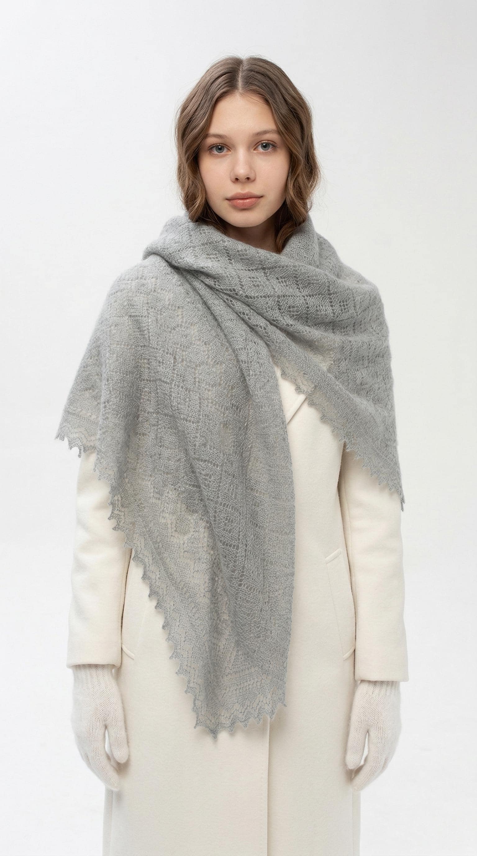 Orenburg goat down shawl (Original), color grey
