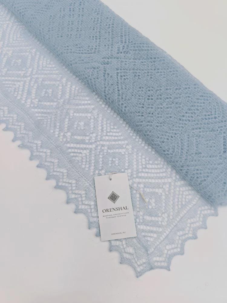 Authentic Orenburg Lace Down Stole, color Sky Blue