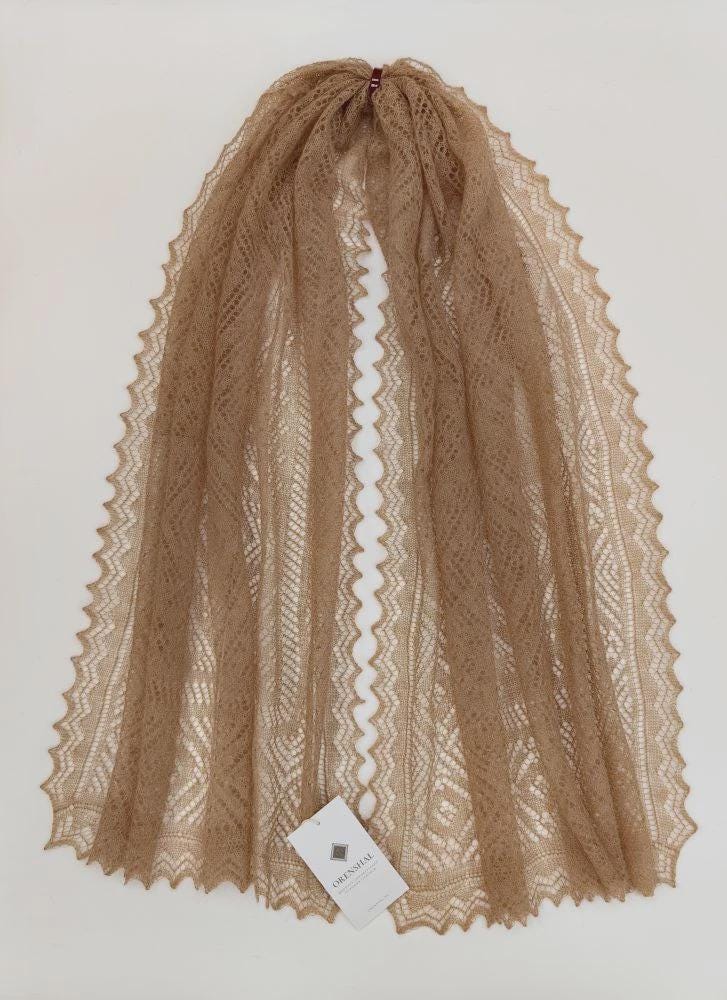 Authentic Orenburg Lace Down Stole, color Dark Beige