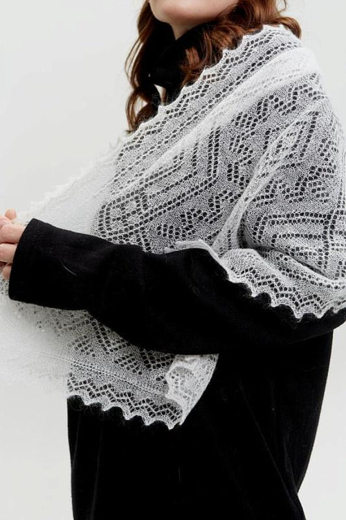 Authentic Orenburg Lace Down Stole — color Pure White Scarf