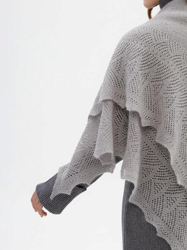 Authentic Orenburg Down Shawl, color Natural Grey