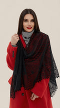 Authentic Orenburg Lace Down Stole, color Deep Black