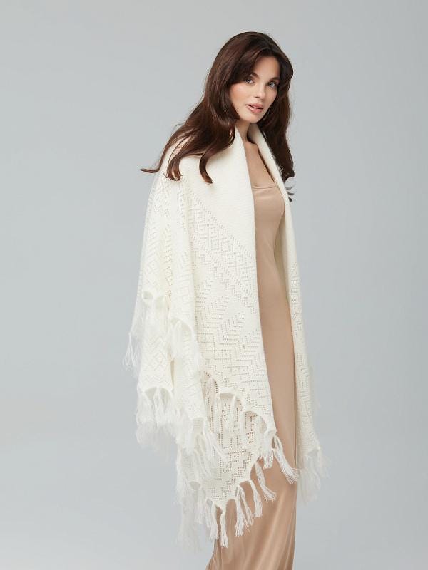 Orenburg goat down shawl (Original), color white