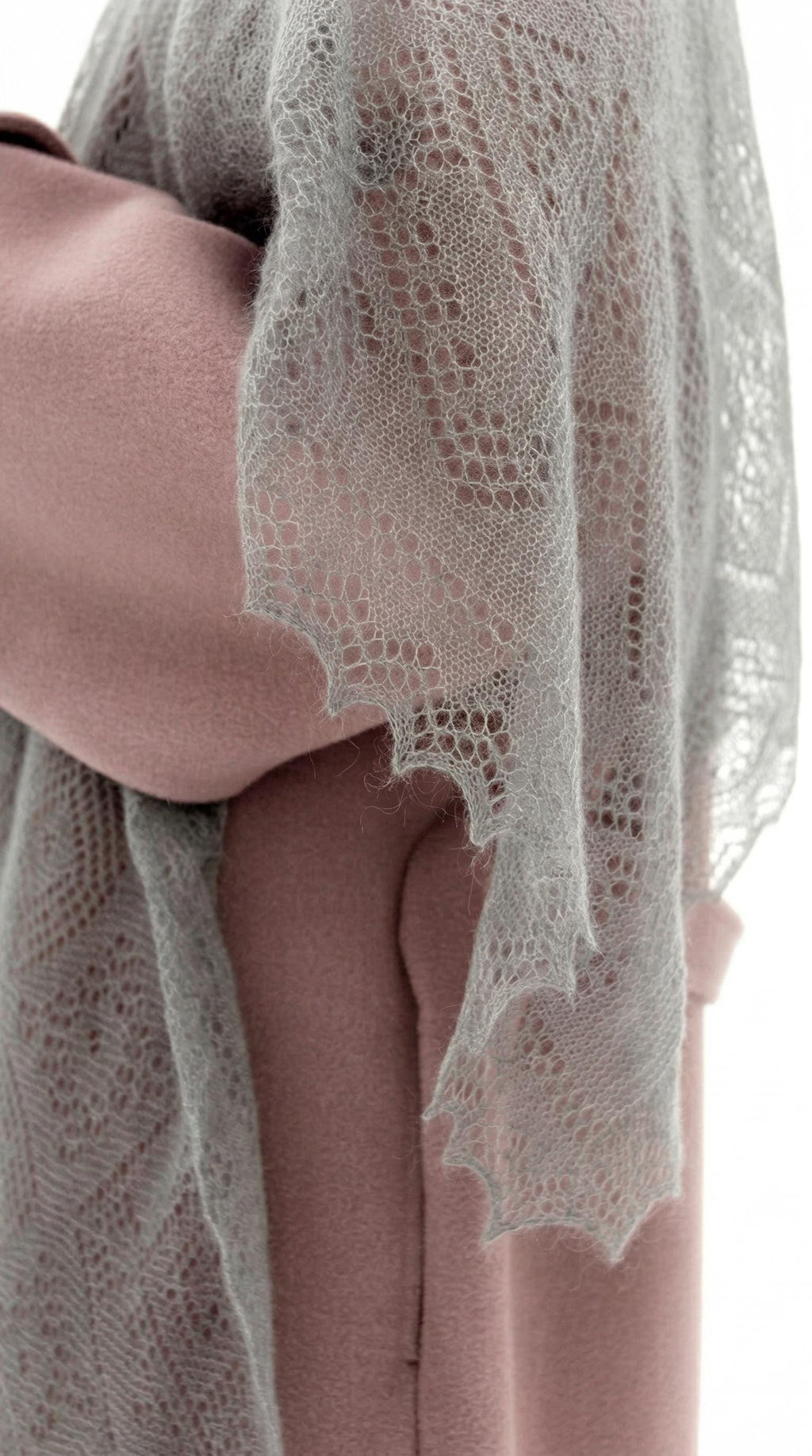 Authentic Orenburg Lace Down Stole with Natural Silk, color Natural Grey