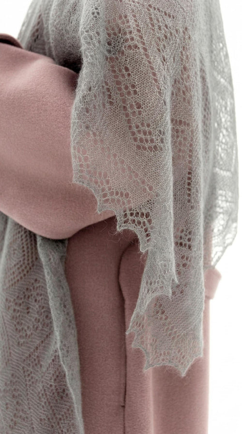 Authentic Orenburg Lace Down Stole with Natural Silk, color Natural Grey