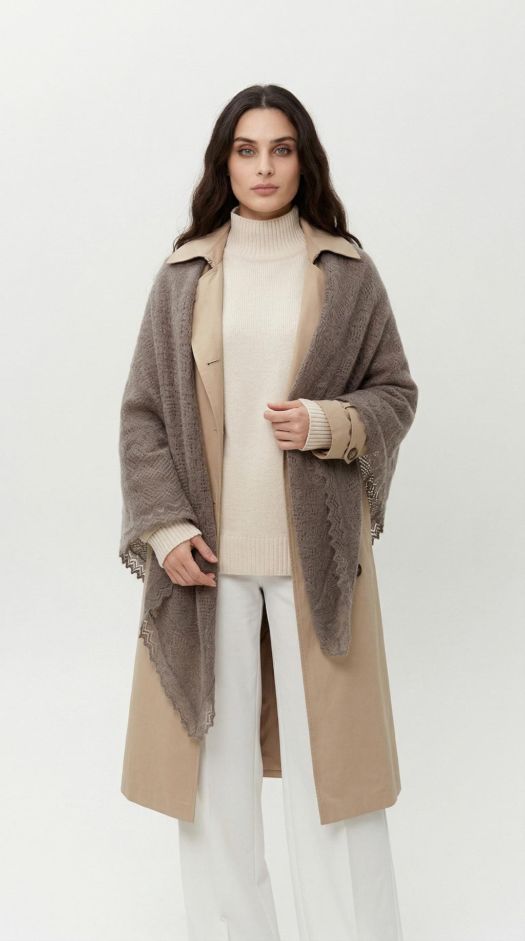 Orenburg goat down shawl (Original), color grey
