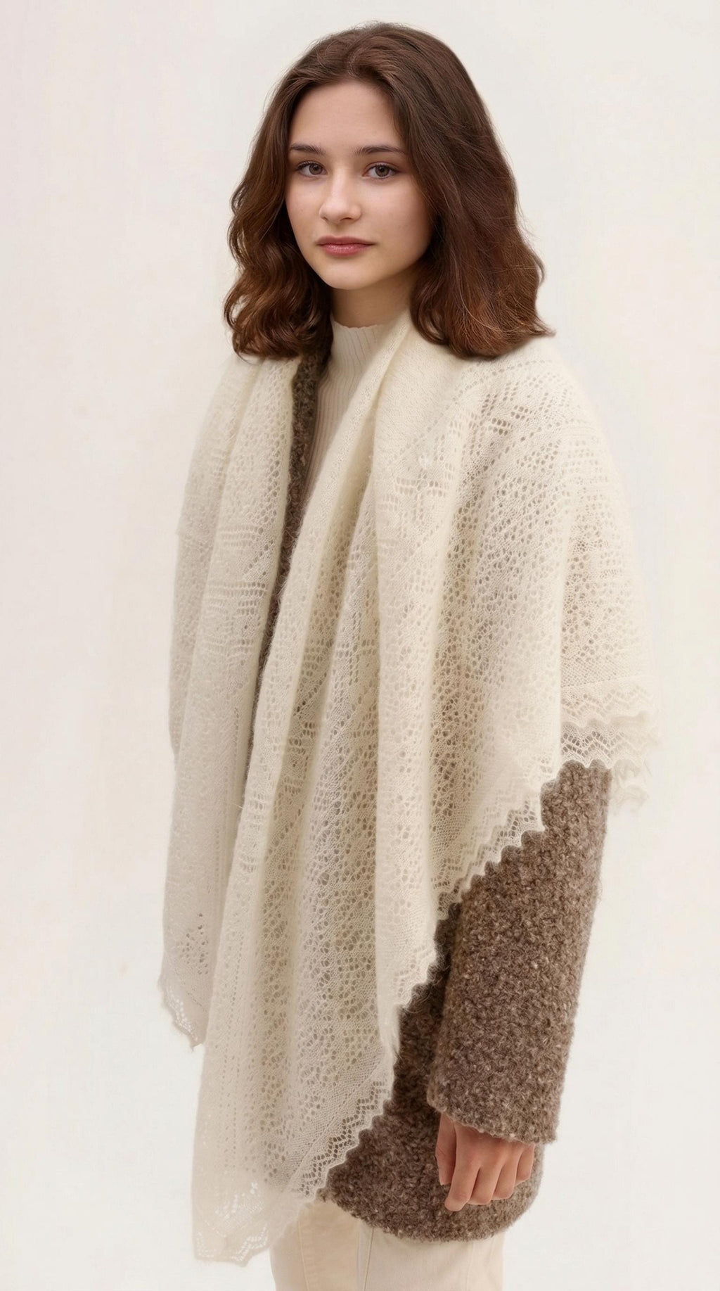 Orenburg goat down shawl (Original), color white