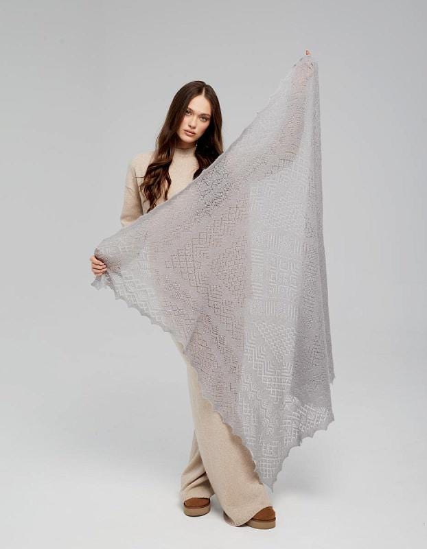 Orenburg goat down shawl (Original), color grey