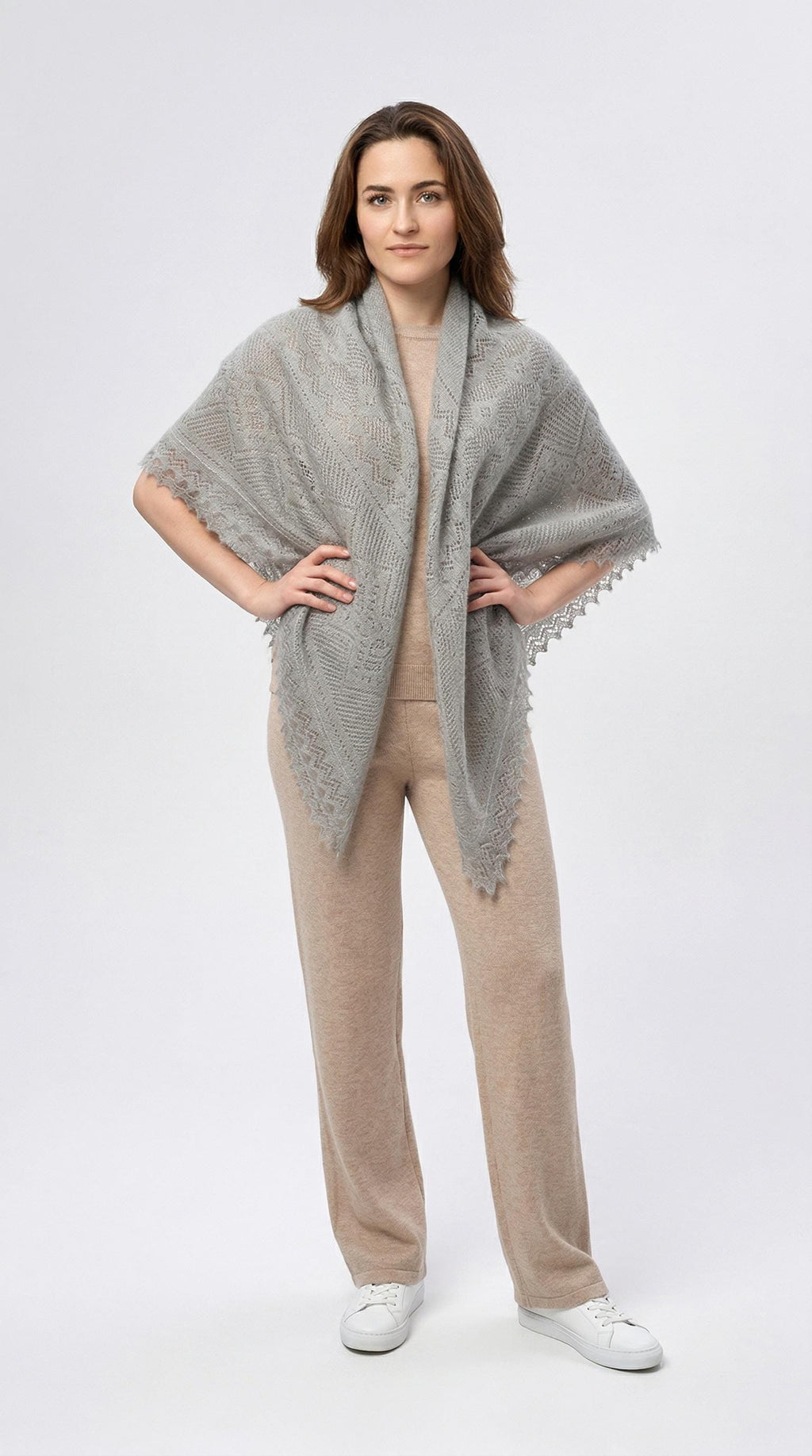 Orenburg goat down shawl (Original), color Natural Grey