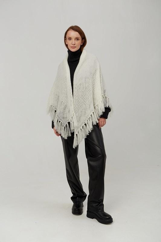 Orenburg goat down shawl (Original), color Natural White