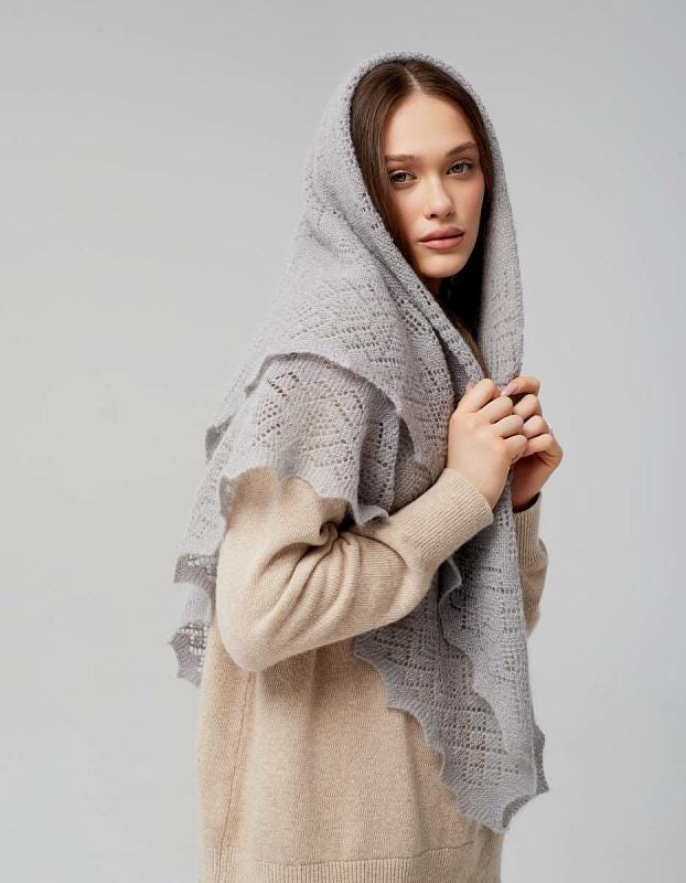 Orenburg goat down shawl (Original), color grey
