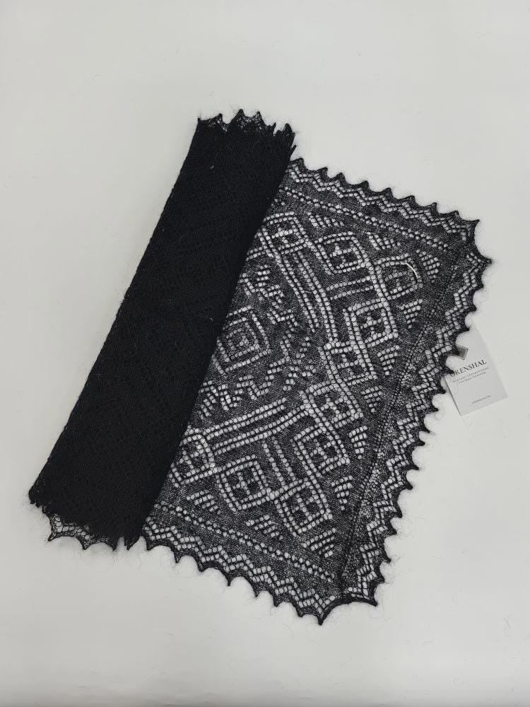 Authentic Orenburg Lace Down Stole, color Deep Black