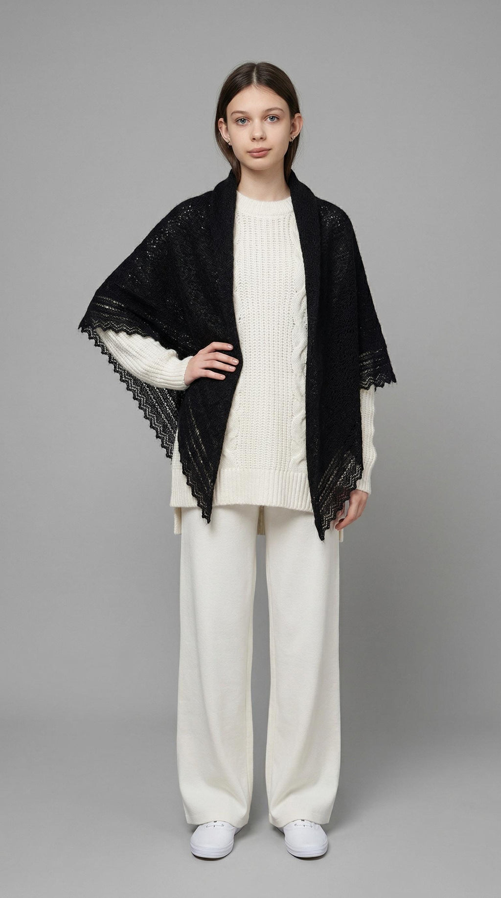 Orenburg goat down shawl (Original), color black