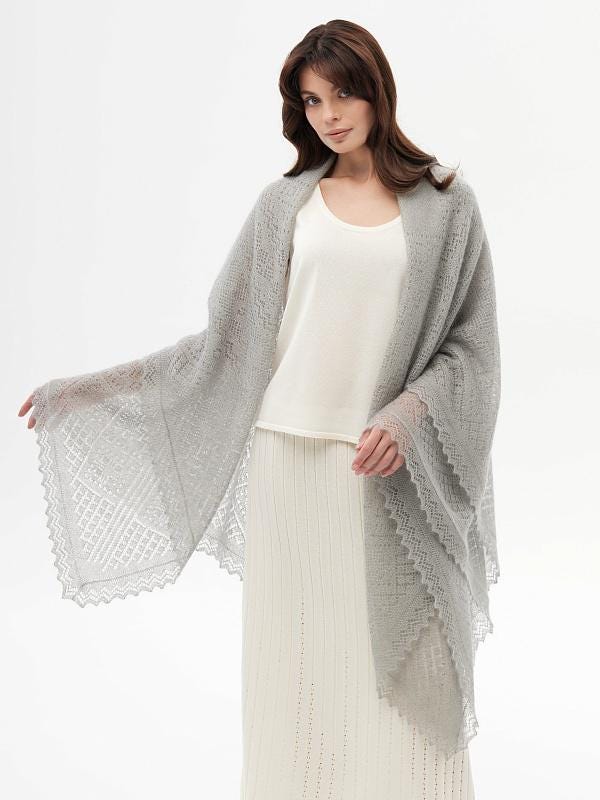 Orenburg goat down shawl (Original), color Natural Grey