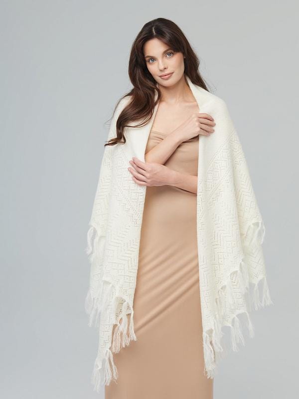 Orenburg goat down shawl (Original), color white
