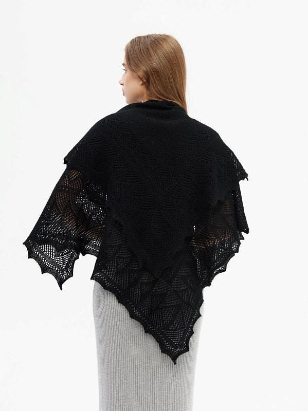 Authentic Orenburg Goat Down Shawl (Original), color black