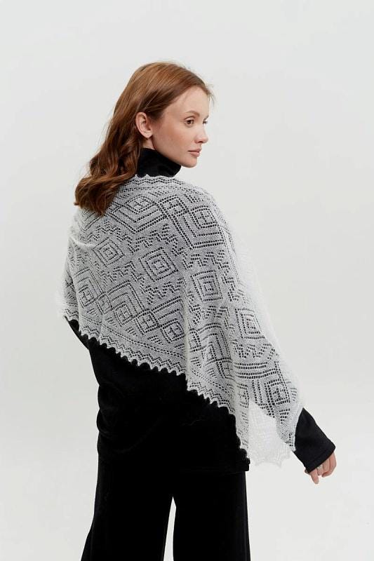Authentic Orenburg Lace Down Stole — color Pure White Scarf