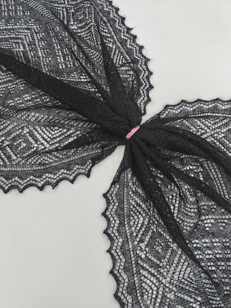 Authentic Orenburg Lace Down Stole, color Deep Black