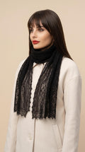 Authentic Orenburg Lace Down Stole, color Deep Black