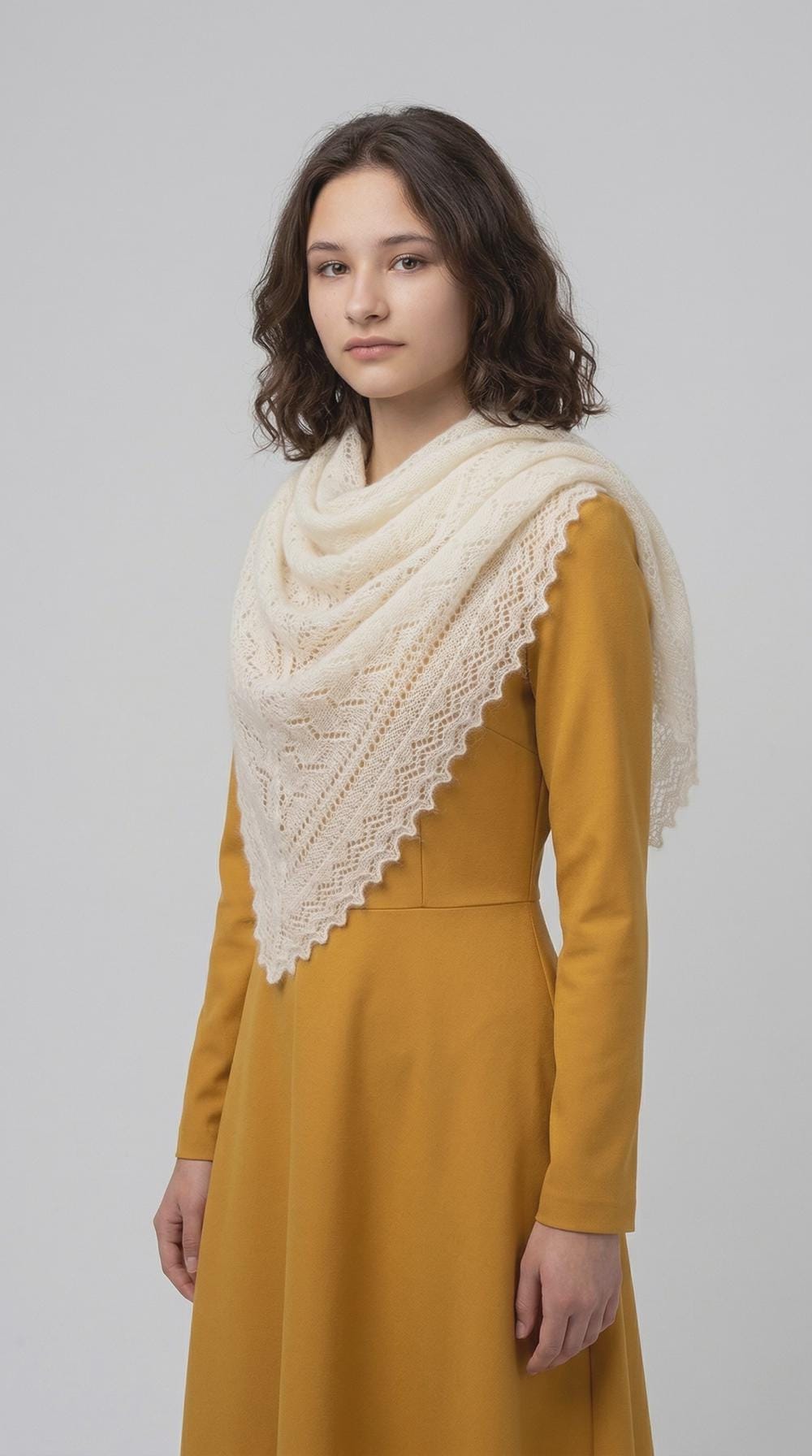 Orenburg goat down shawl (Original), color white