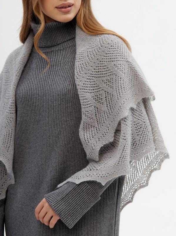 Authentic Orenburg Down Shawl, color Natural Grey