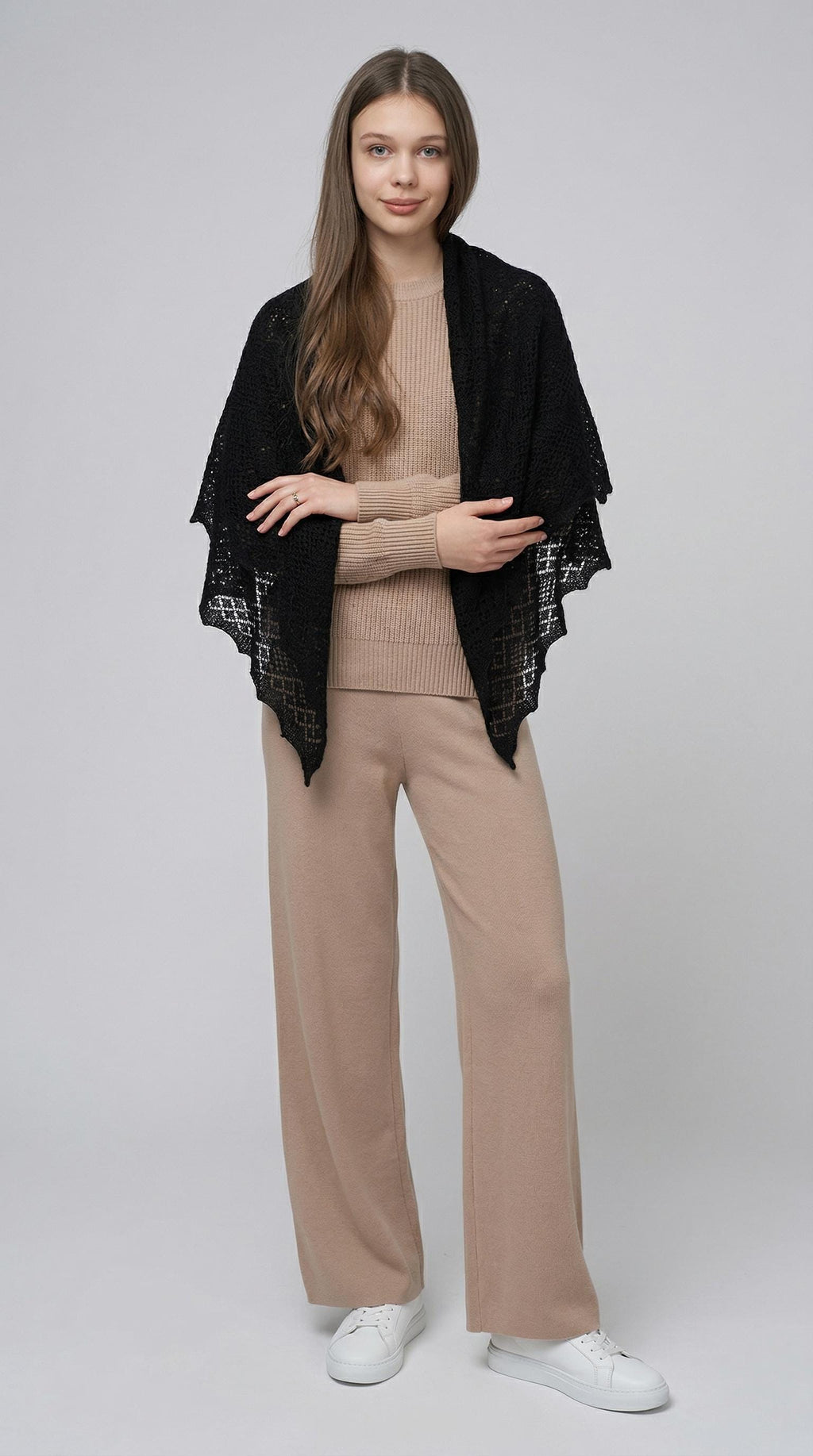 Authentic Orenburg Down Shawl, color black