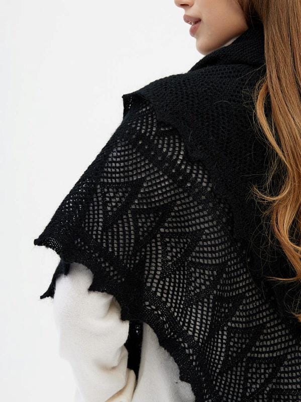 Authentic Orenburg Goat Down Shawl (Original), color black