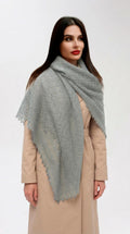 Authentic Orenburg Lace Down Shawl with Natural Silk, color  Natural Grey