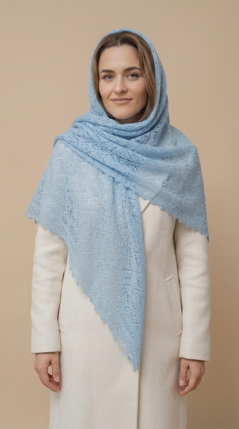 Orenburg goat down shawl (Original), color sky blue