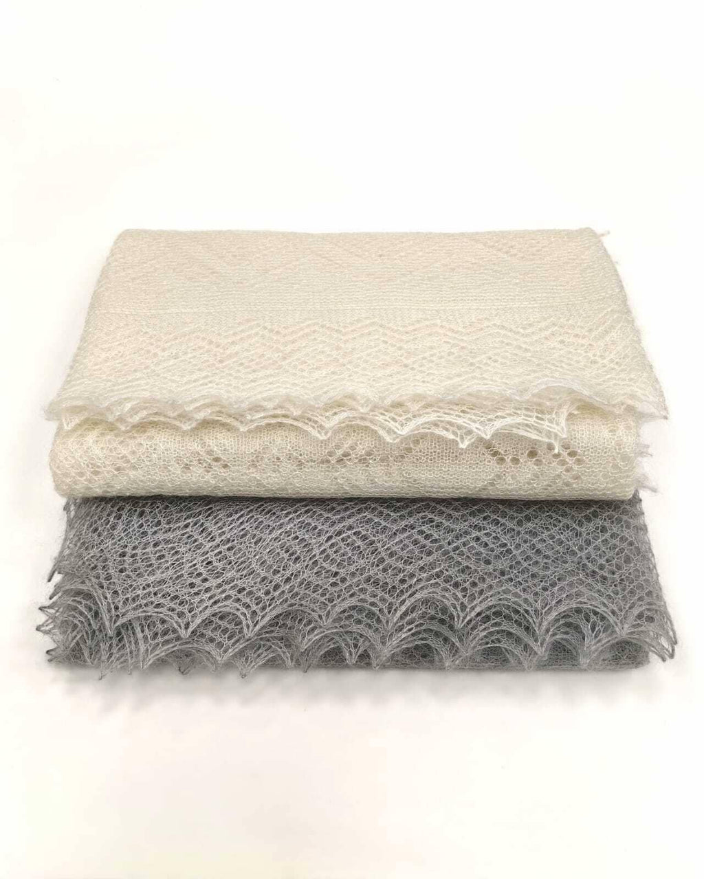 Authentic Orenburg Lace Down Shawl with Natural Silk, color ecru