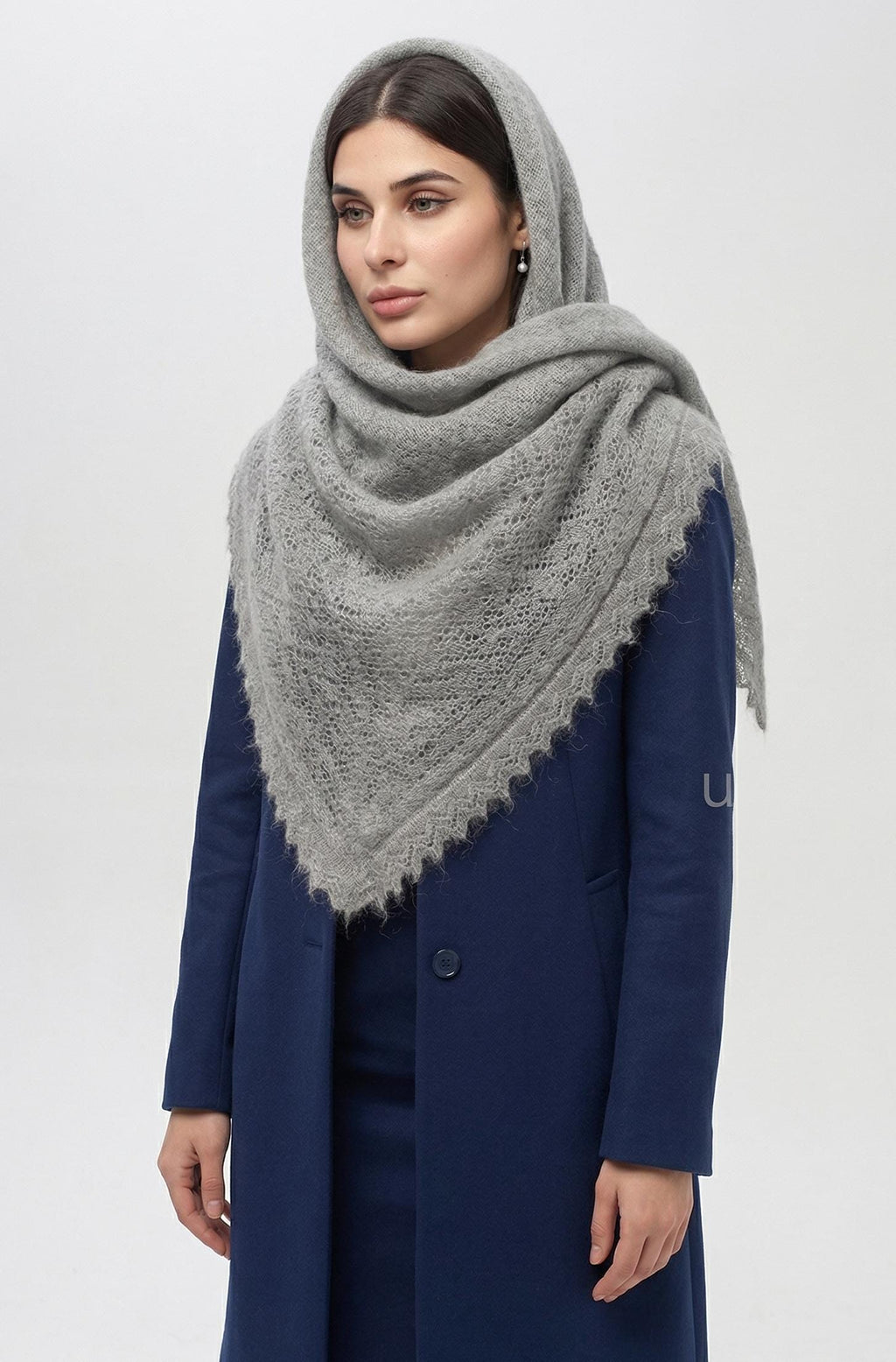 Orenburg goat down shawl (Original), color grey