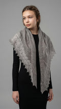 Authentic Orenburg Lace Down Shawl with Natural Silk, color Natural Grey