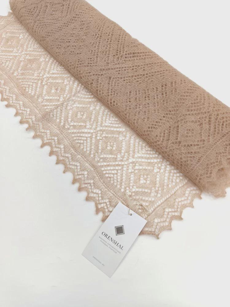 Authentic Orenburg Lace Down Stole, color Beige