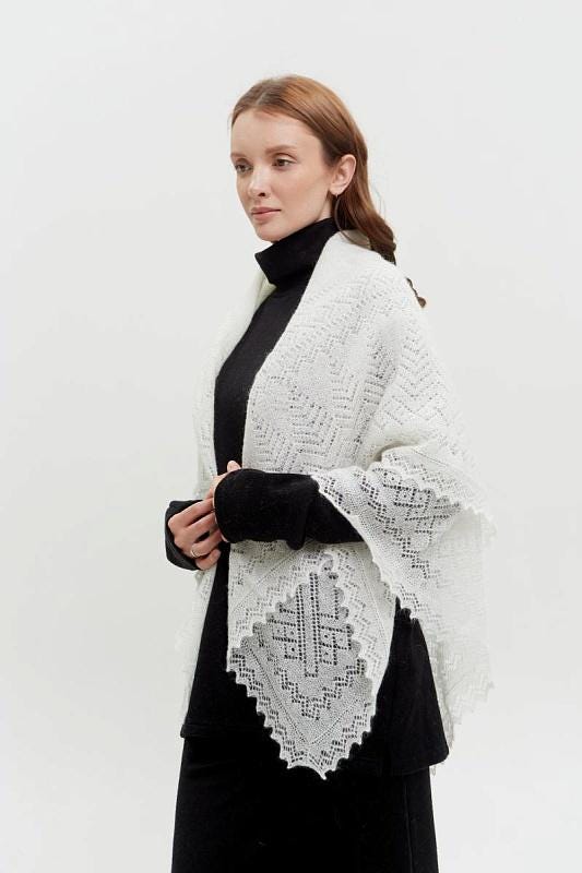 Orenburg goat down shawl (Original), color white