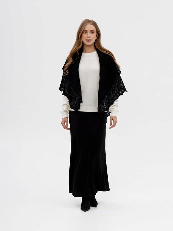 Authentic Orenburg Goat Down Shawl (Original), color black
