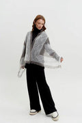 Original Orenburg lace-knit down stole in pure, color white/grey
