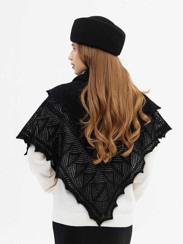 Authentic Orenburg Goat Down Shawl (Original), color black