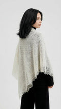 Authentic Orenburg lace-patterned down shawl, ecru.
