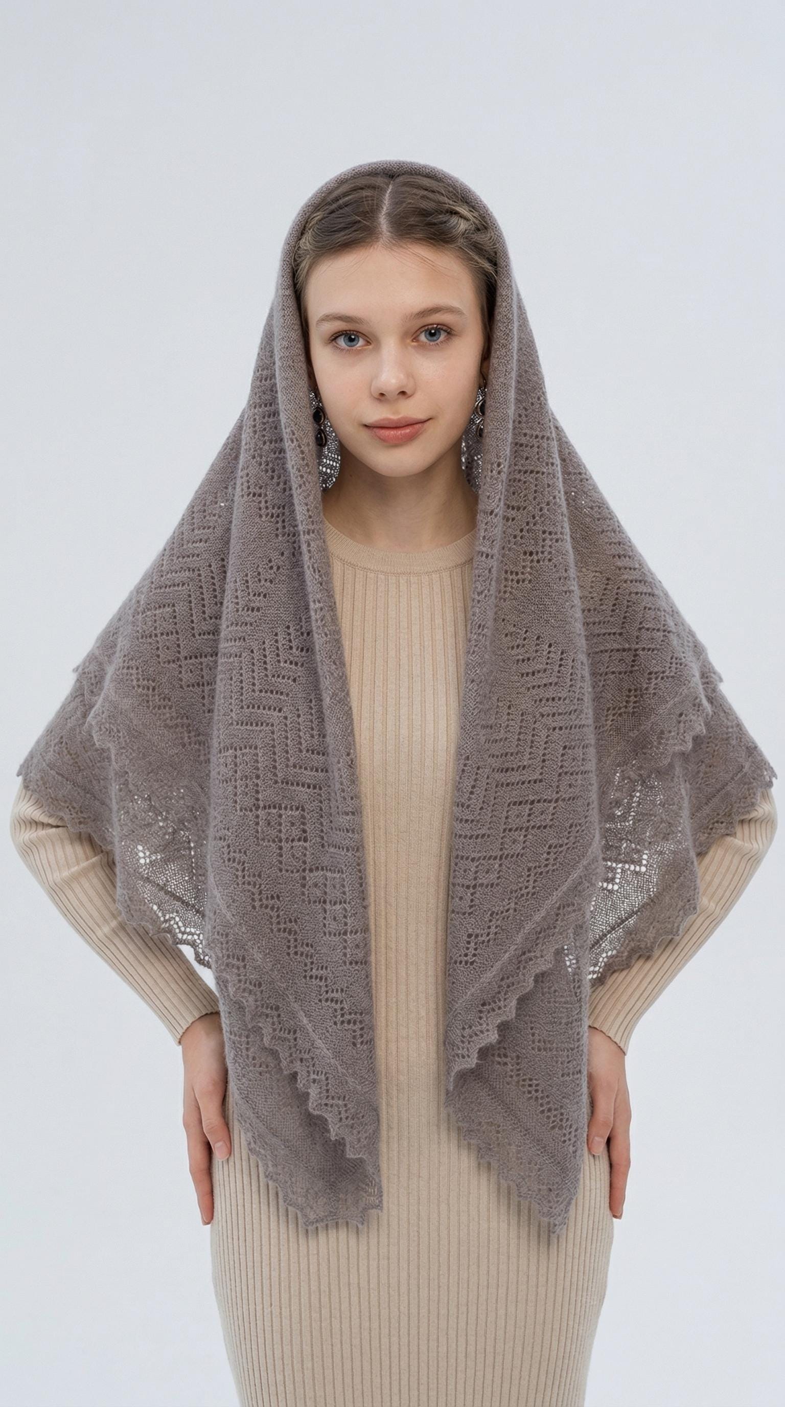 Orenburg goat down shawl (Original), color grey