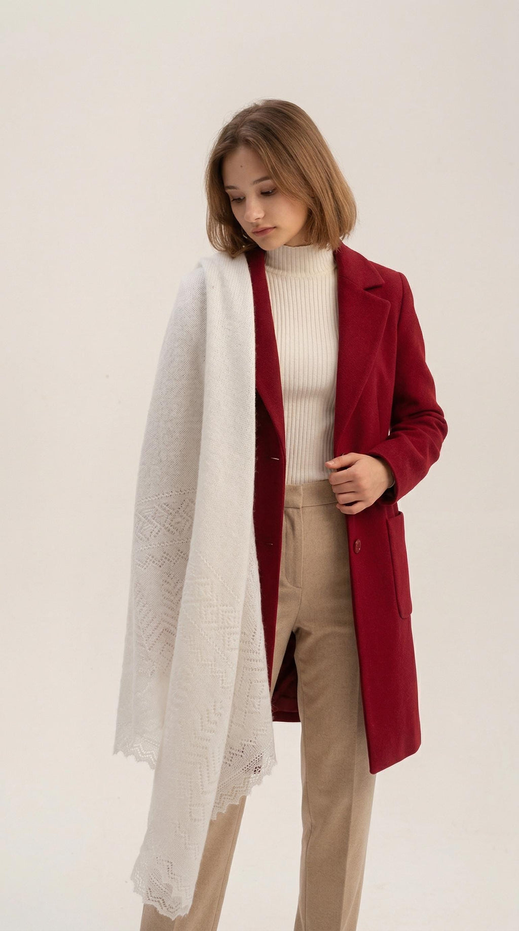 Orenburg goat down shawl (Original), color ecru