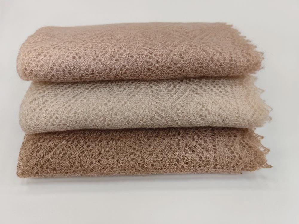 Authentic Orenburg Lace Down Stole, color Beige