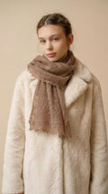 Authentic Orenburg Lace Down Stole, color Dark Beige