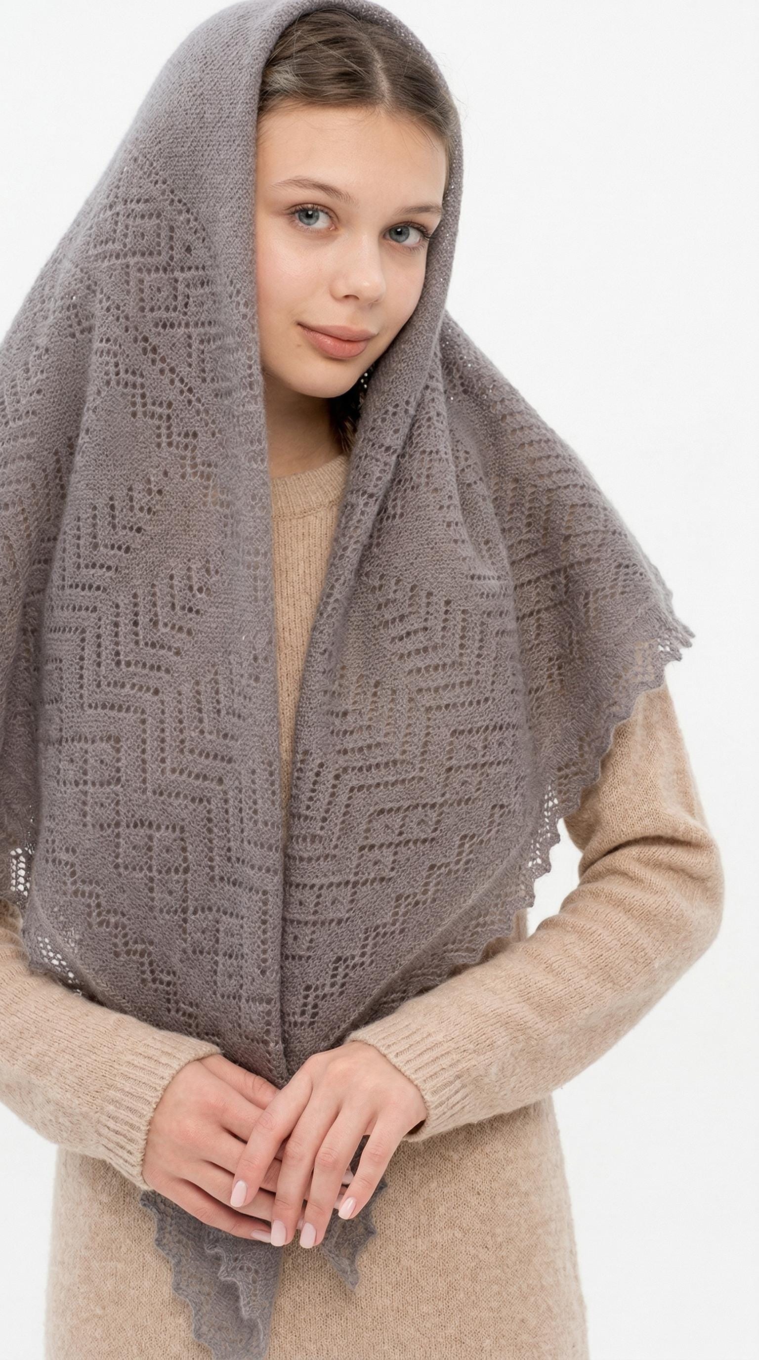 Orenburg goat down shawl (Original), color grey