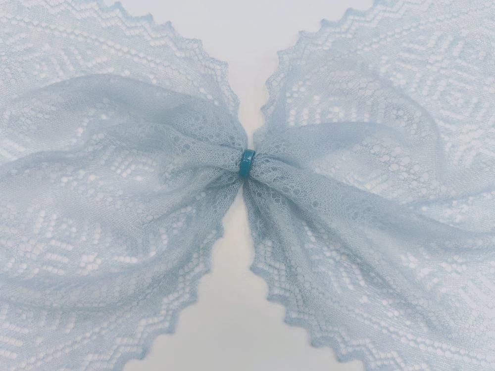 Authentic Orenburg Lace Down Stole, color Sky Blue