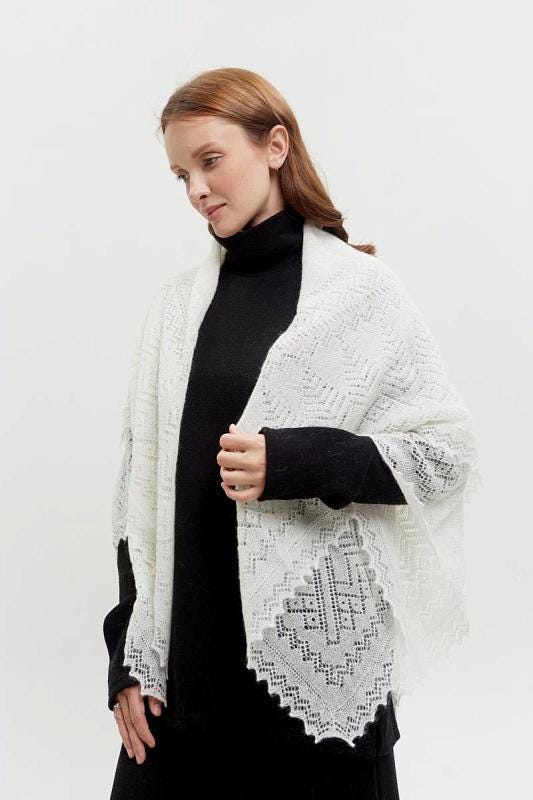 Orenburg goat down shawl (Original), color white