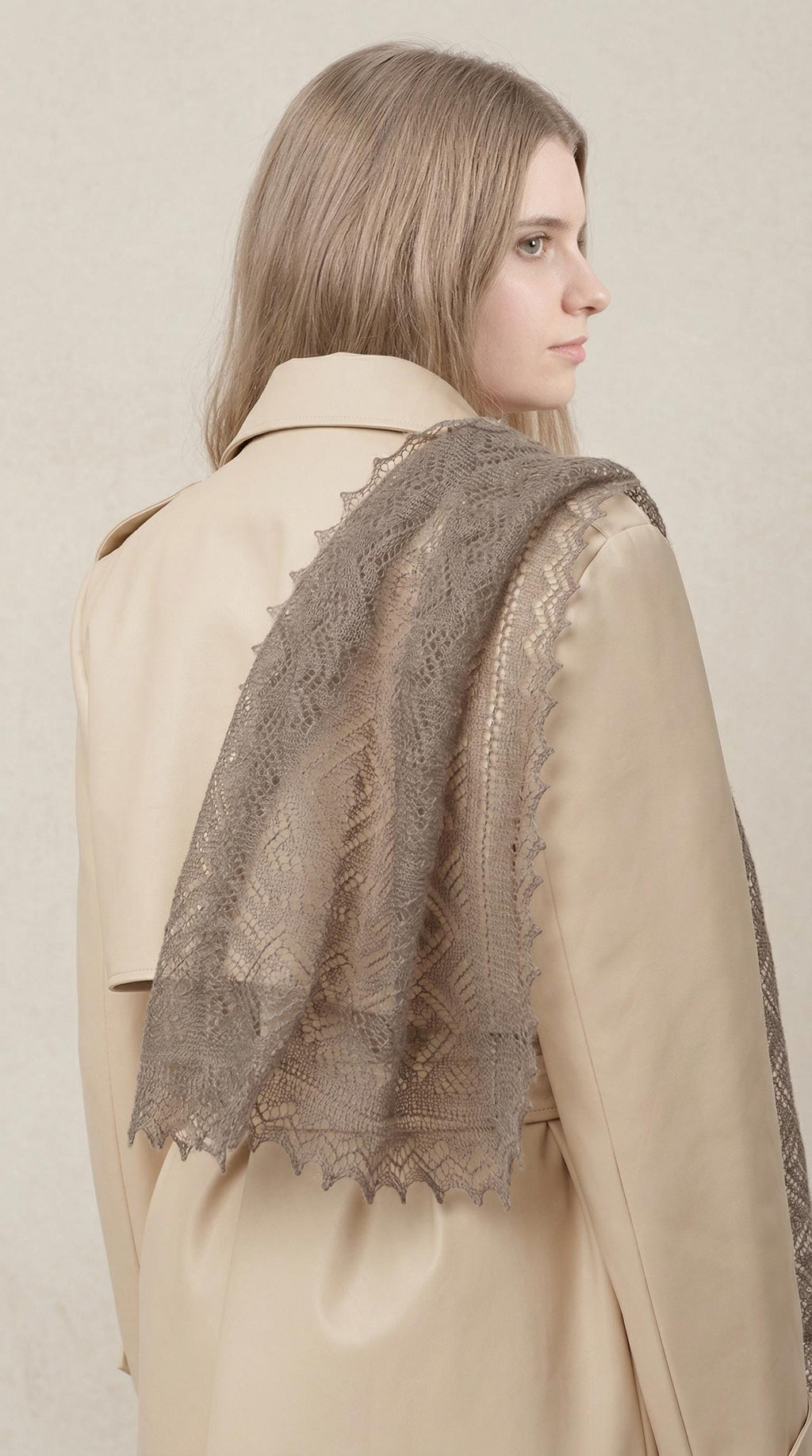 Authentic Orenburg Lace Down Stole, color Natural Grey