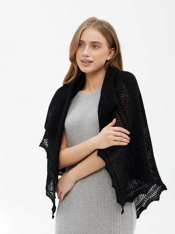 Orenburg Warm Down Shawl, Onyx