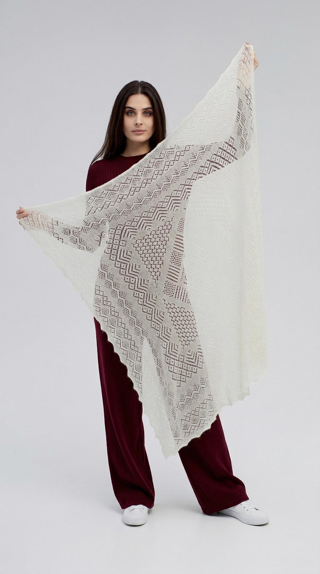 Orenburg Warm Down Shawl, Ivory